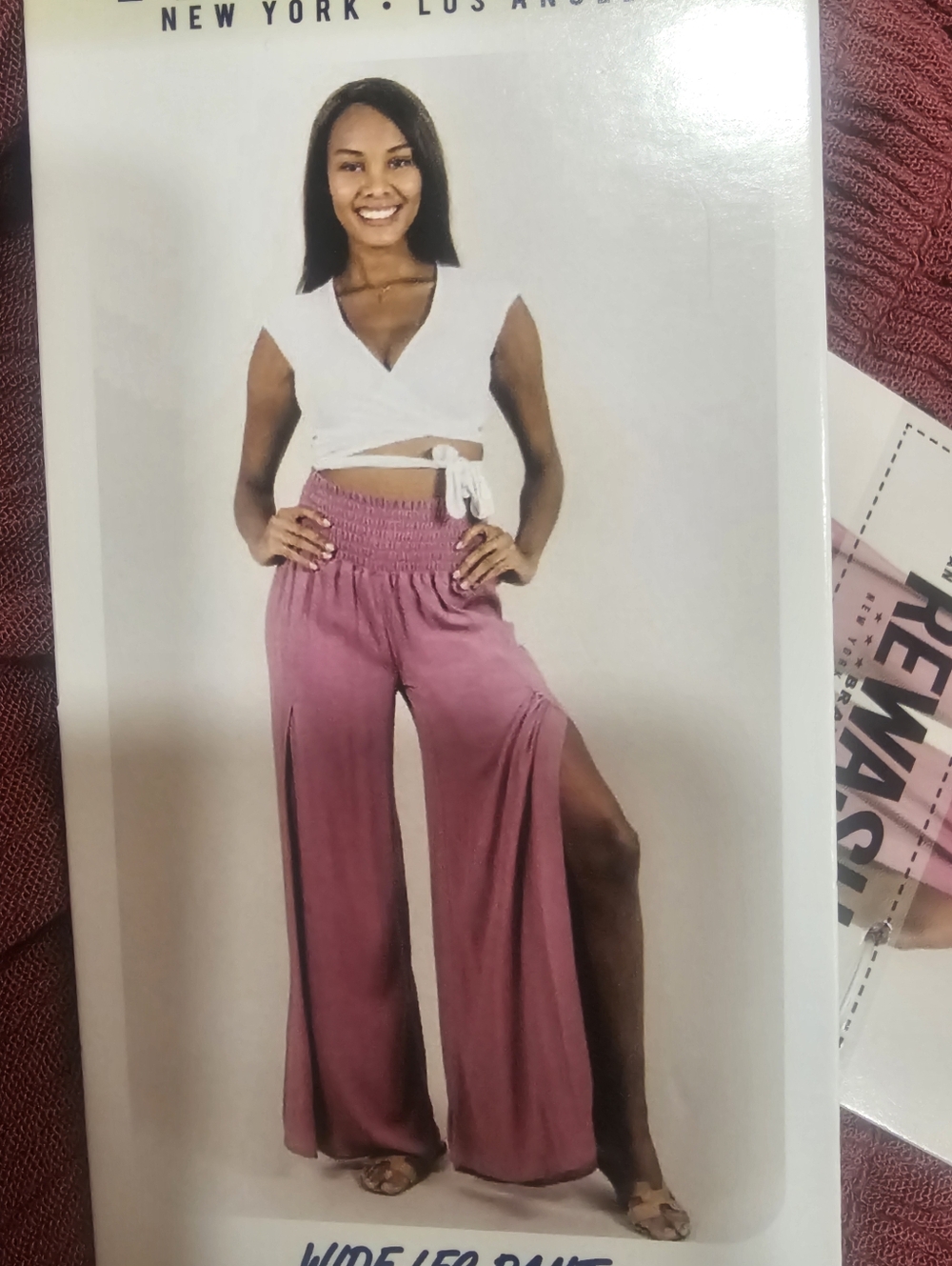 Front Wrap Wide Leg Pant - Brick - Picture 2 of 8